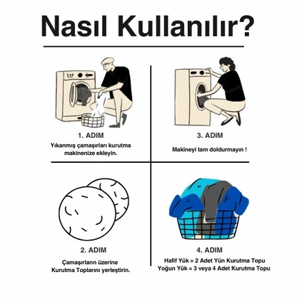 Mira Home - Kurutma/Çamaşır Topu 3 Adet - 1 Adet Koku (Esans) Hediye
